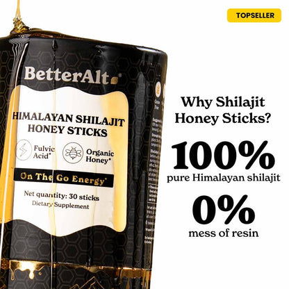 BetterAlt GOLD+ Shilajit Honey Sticks